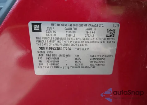 2013 Chevrolet Equinox 1Lt z USA, uszkodzony, nr VIN 2GNFLEEKXD6207704